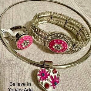 Silver and Pink Jewelry Set